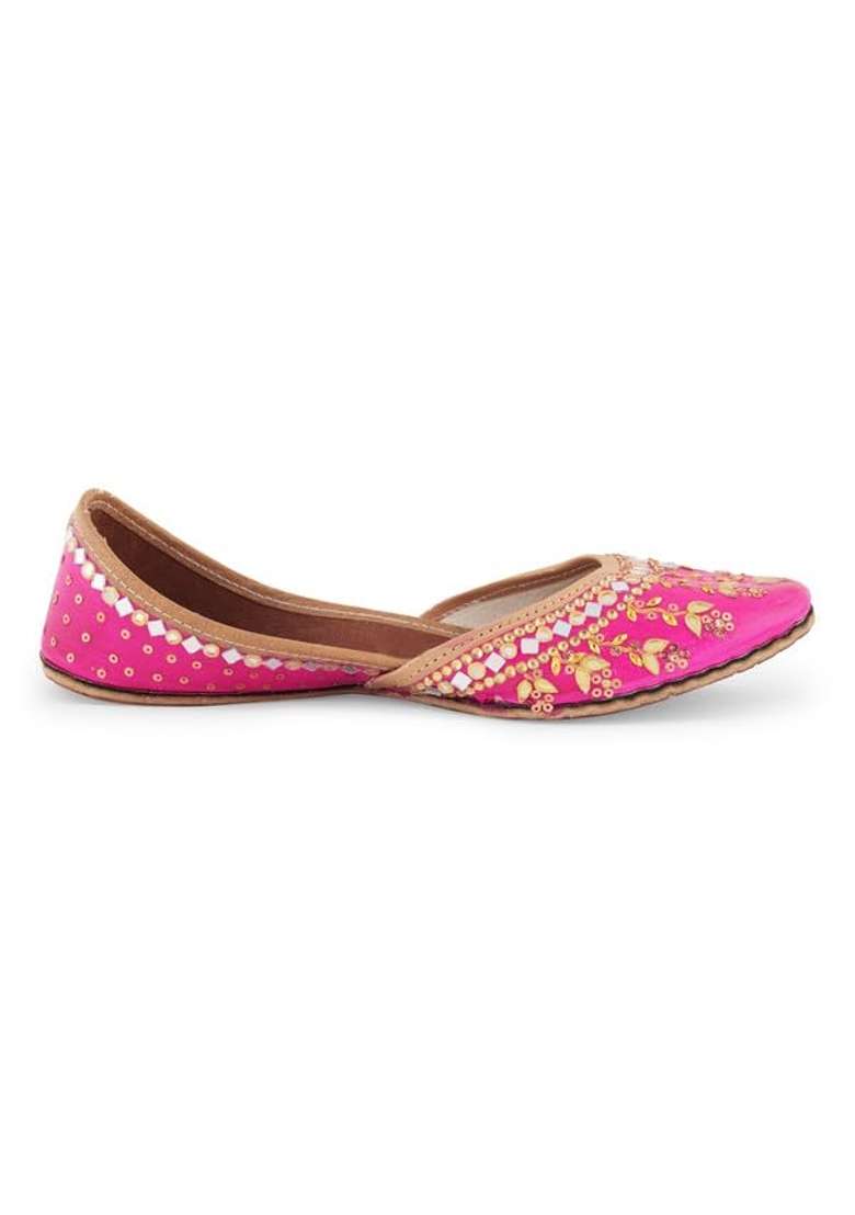 Pehnawacraft Cherry Blossom Pink Punjabi Jutti for Women Mojari for Ladies - Indya