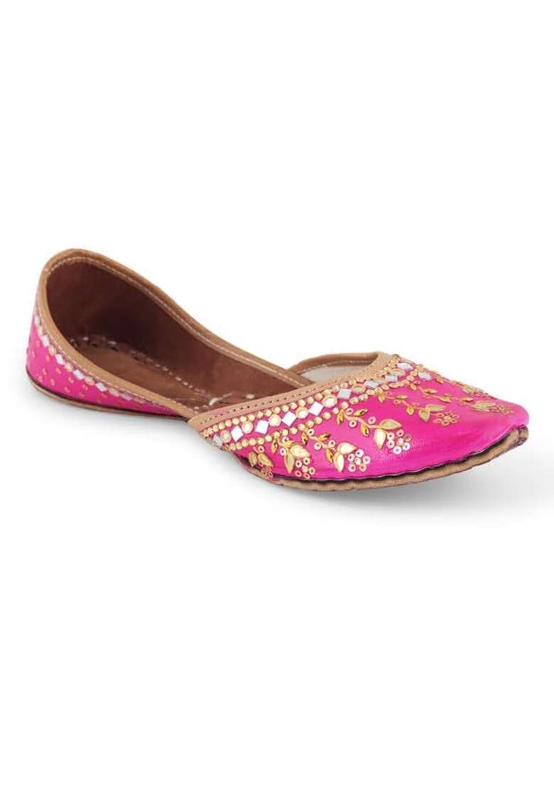 Pehnawacraft Cherry Blossom Pink Punjabi Jutti for Women Mojari for Ladies - Indya