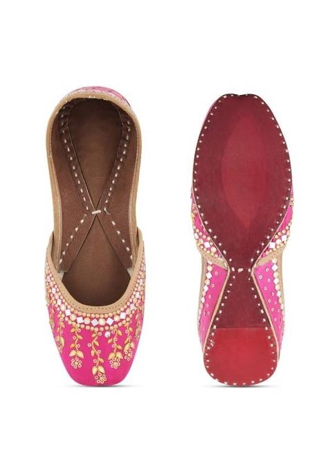 Pehnawacraft Cherry Blossom Pink Punjabi Jutti for Women Mojari for Ladies