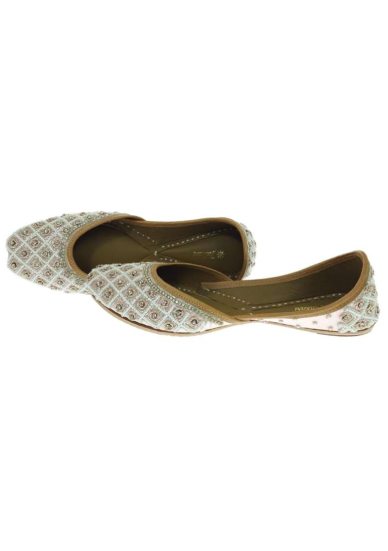 Fulkari Women Lily Pink Sultan Genuine Soft Leather Embroidered Jutis - Indya