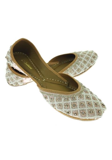 Fulkari Women Lily Pink Sultan Genuine Soft Leather Embroidered Jutis