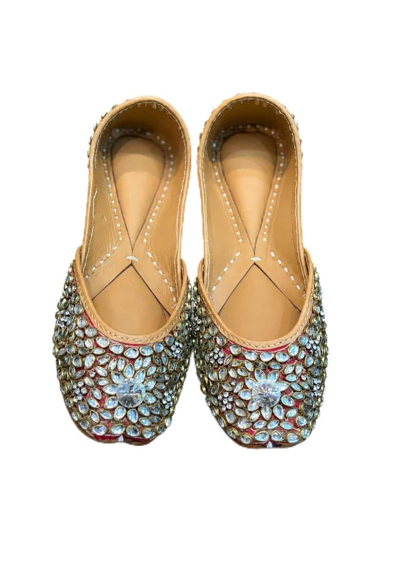Multicolor Womens Punjabi Jutti Embellished Traditional Flat Jutti - Indya
