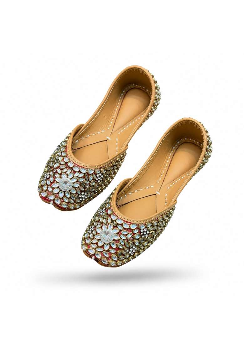 Multicolor Womens Punjabi Jutti Embellished Traditional Flat Jutti - Indya