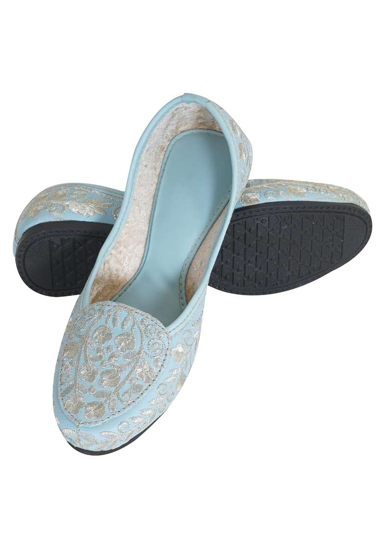 Indiestride Women Rajasthani Embroidery Ethnic Mojaris Punjabi Jutis Jutti Flats - Indya