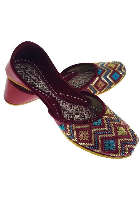 Fulkari Women Sisa Gold Multi Casual Genuine Soft Leather Jutis