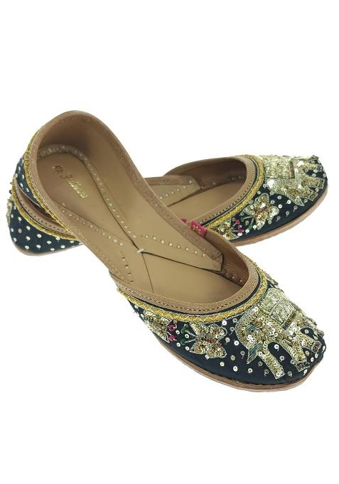 Fulkari Womens Elephant Soft Leather Embroidered Jutis Bite and Pinch Free Jutti