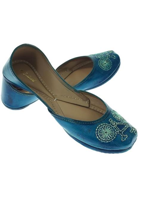 Fulkari Womens 3D Cycle Gold Zarriwork Genuine Soft Leather Jutis
