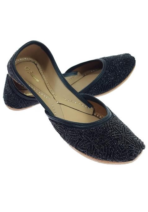 Fulkari Womens Glow Beads Genuine Soft Leather Embroidered Jutis