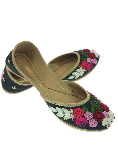 Fulkari Women Paradise Multicolor Genuine Soft Leather Embroidered Jutis