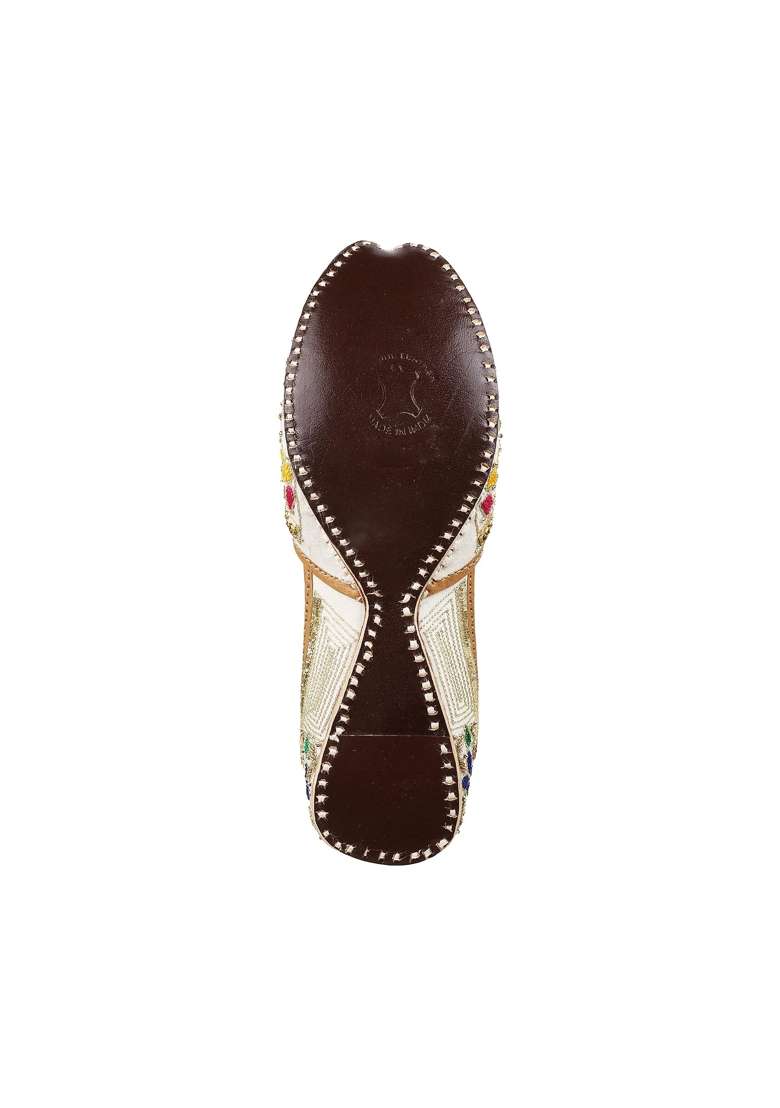 Metro Womens Beaded Multi Color Mojaris - Indya