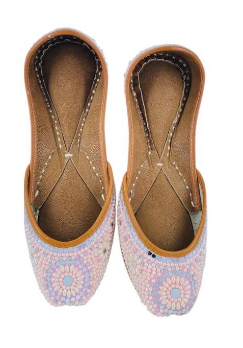 Pehnawacraft Pink Pearl Jutti for Women Punjabi Jutti