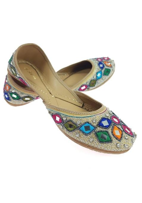 Fulkari Womens Mina Genuine Soft Leather Embroidered Jutis Bite and Pinch Free Jutti