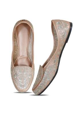 Indiestride Copper Women Rajasthani Embroidery Ethnic Mojaris Punjabi Jutis Jutti Flats