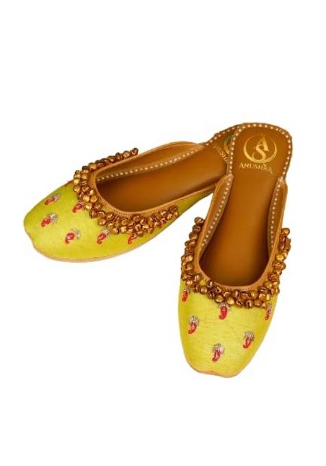 Anushra Zehra Ghungroo Half Jutti for Women Handcrafted Pistachio Green Open Back Ethnic Footwear