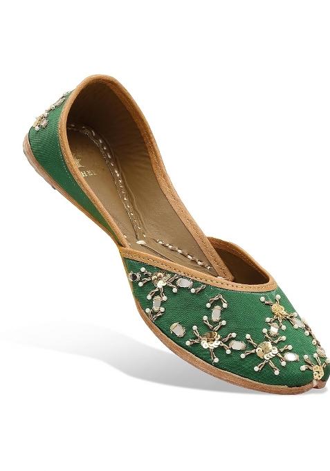 HEER Womens Ethnic Handmade Jutti Traditional Flat Mojari