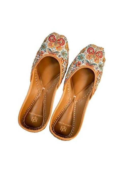 Loryphilory Multicolor Womens Handcrafted Punjabi Jutti