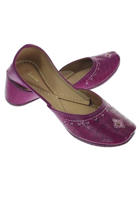 Fulkari Womens 3D Daimond Gold Zarriwork Genuine Soft Leather Jutis