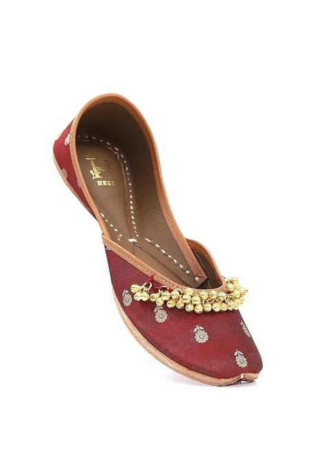 HEER Womenss Traditional Embroidered Punjabi Ethnic Wear Jutti Ghungroo