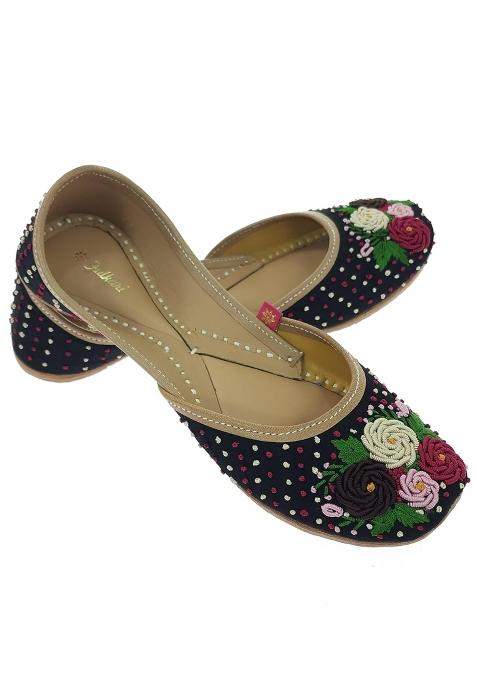 Fulkari Women Moonshine Multicolored Genuine Soft Leather Embroidered Jutis