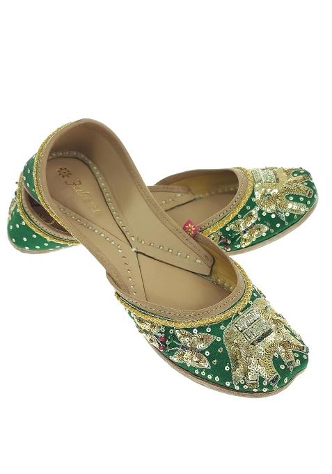Fulkari Womens Elephant Soft Leather Embroidered Jutis Bite and Pinch Free Jutti