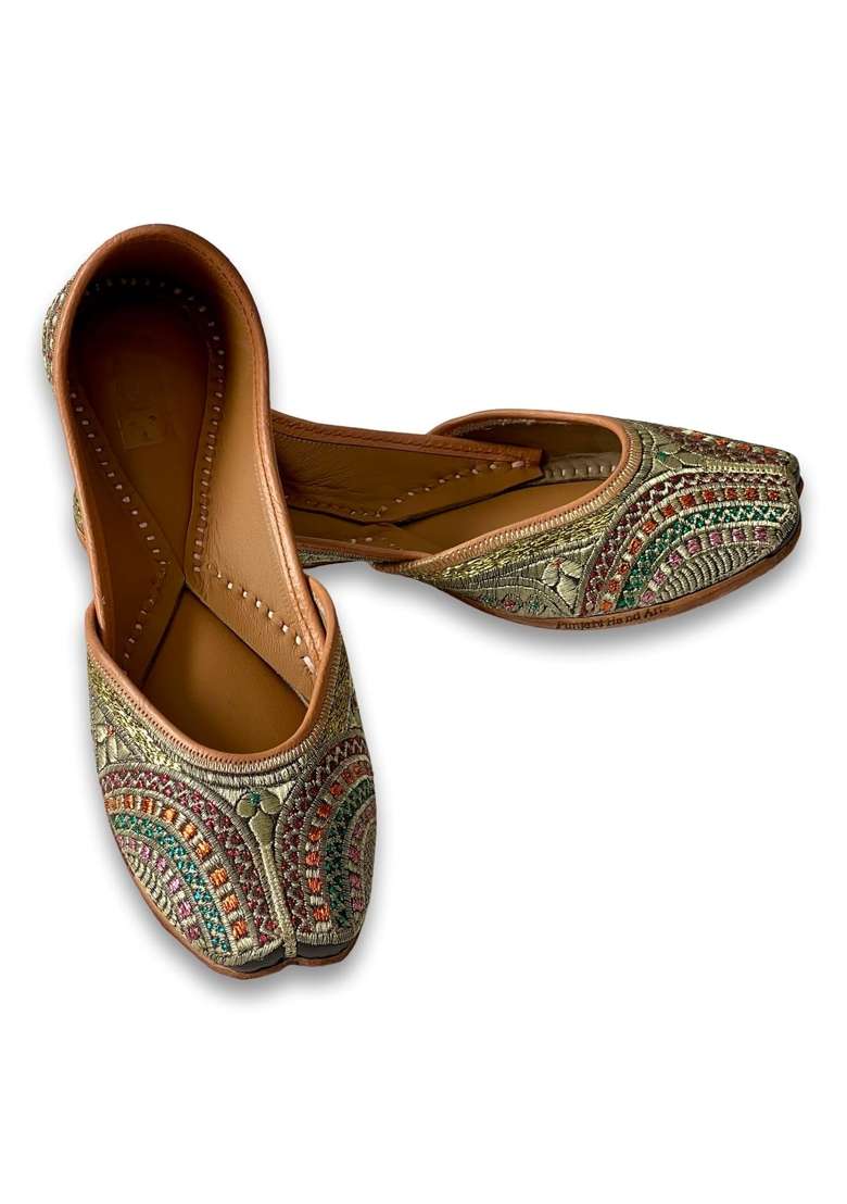 Punjabis Hand Art PHA Womens Traditional Embroidered Punjabi Jutti Handcrafted Multi Coloured Ethnic Juttis - Indya