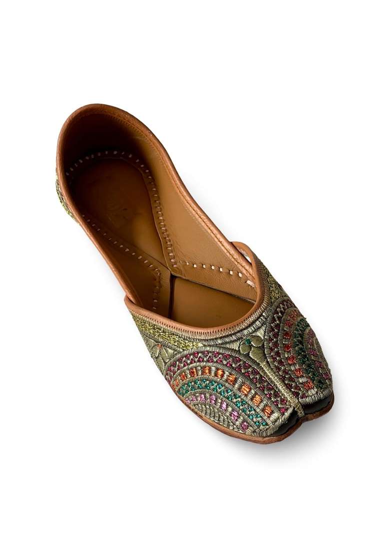 Punjabis Hand Art PHA Womens Traditional Embroidered Punjabi Jutti Handcrafted Multi Coloured Ethnic Juttis - Indya