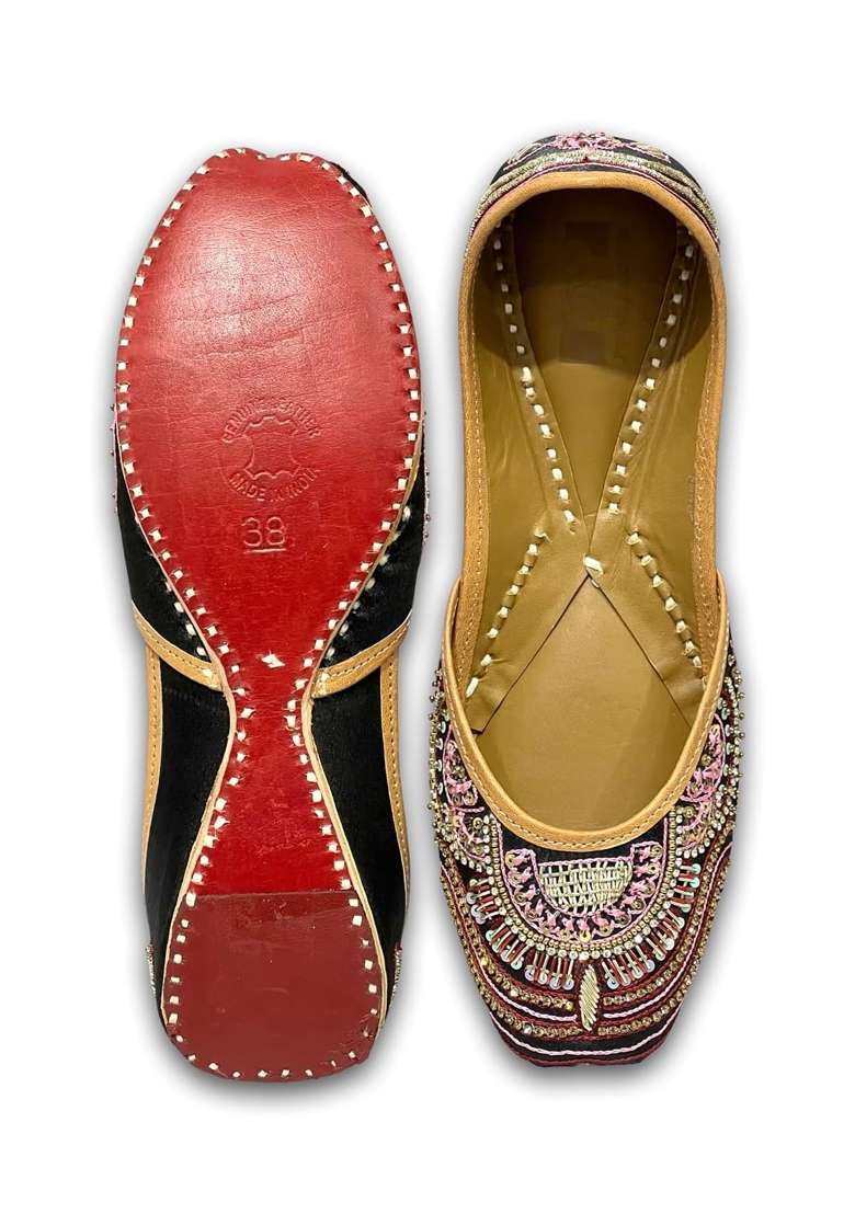 Punjabis Hand Art PHA Womens Traditional Beaded Punjabi Jutti Handcrafted Embroidered Jutti - Indya