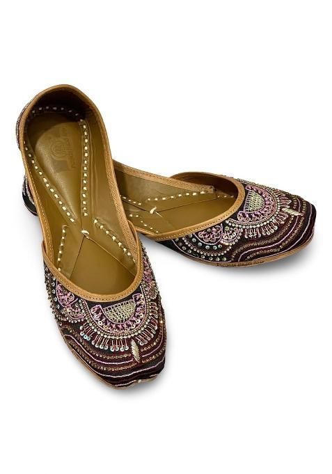 Punjabis Hand Art PHA Womens Traditional Beaded Punjabi Jutti Handcrafted Embroidered Jutti