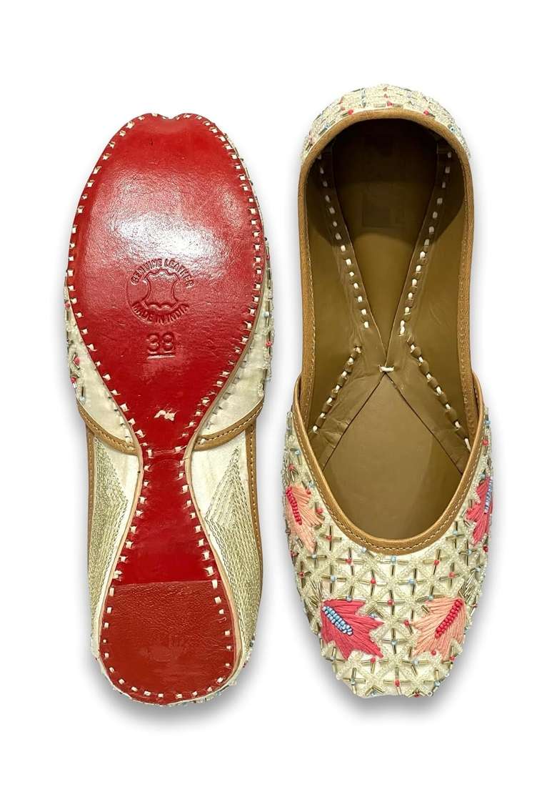 Punjabis Hand Art PHA Womens Embroidered Floral Jutti Traditional Indian Punjabi Jutti - Indya