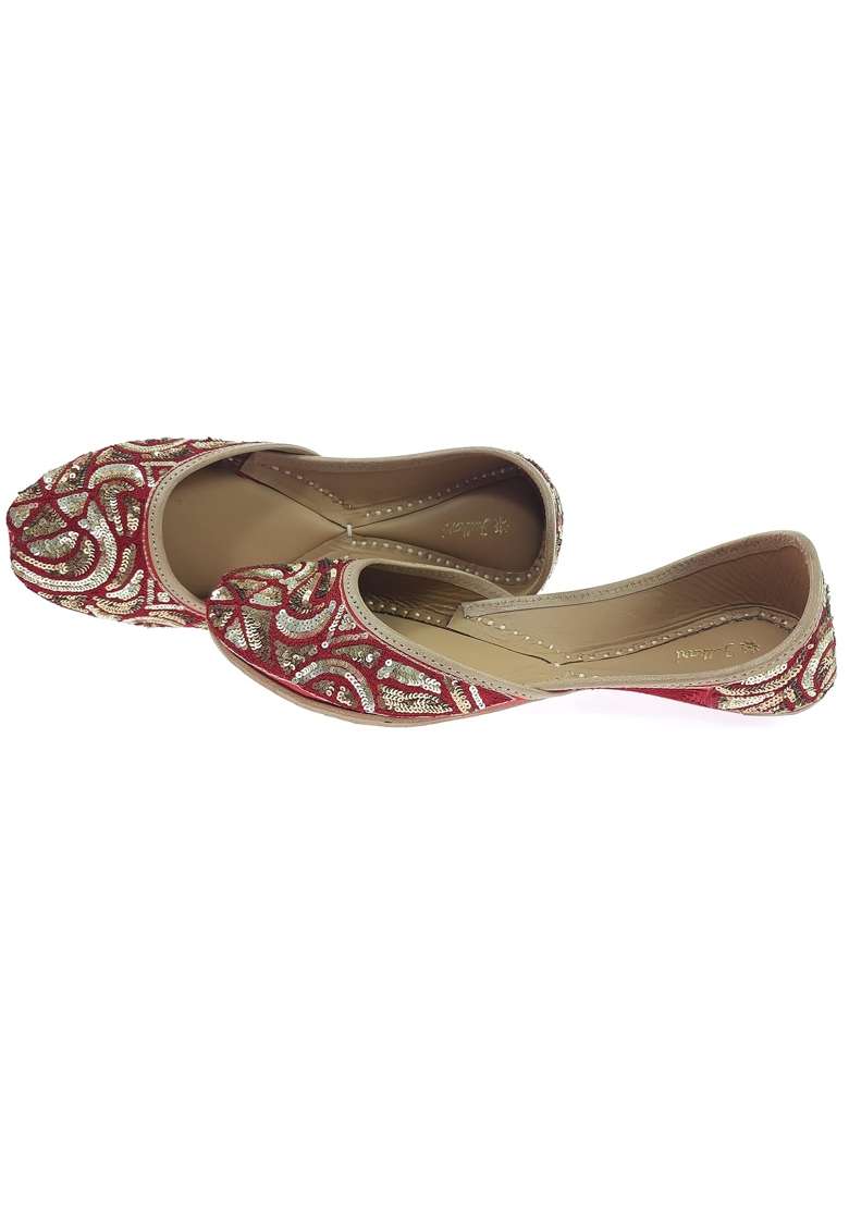 Fulkari Womens Tithonia Genuine Soft Leather Embroidered Jutis - Indya