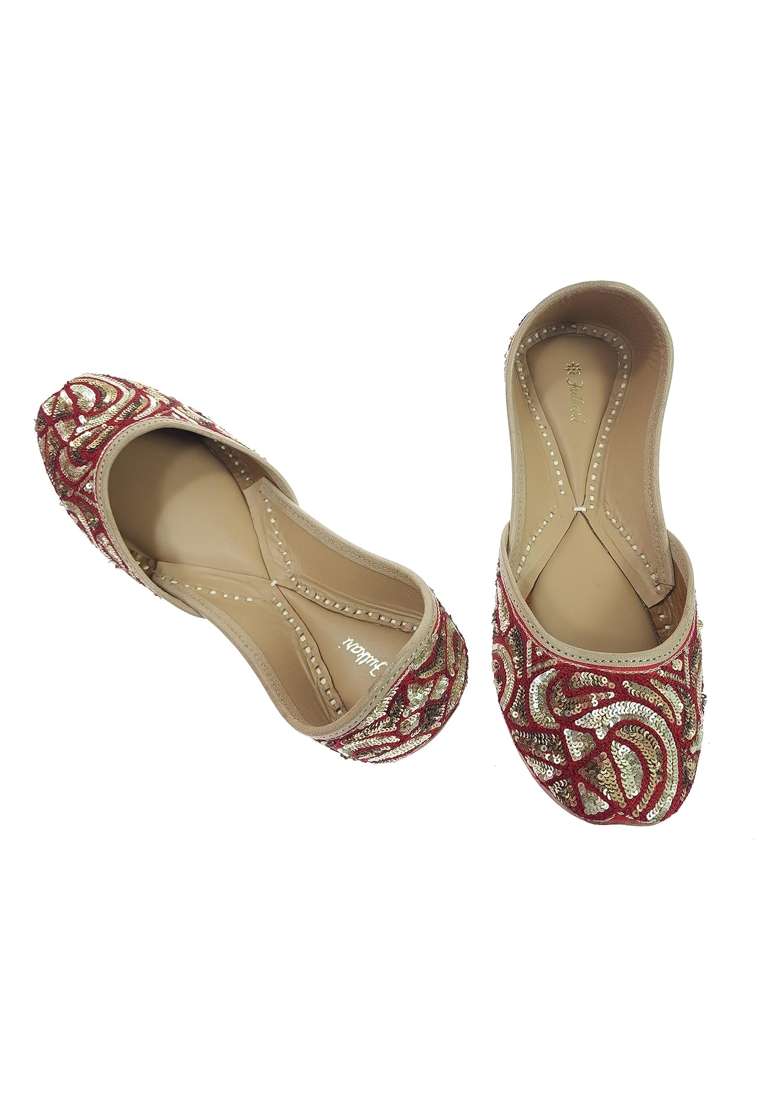 Fulkari Womens Tithonia Genuine Soft Leather Embroidered Jutis - Indya