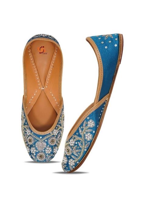 DFR Blue Women Hand Zari Dabka Juti