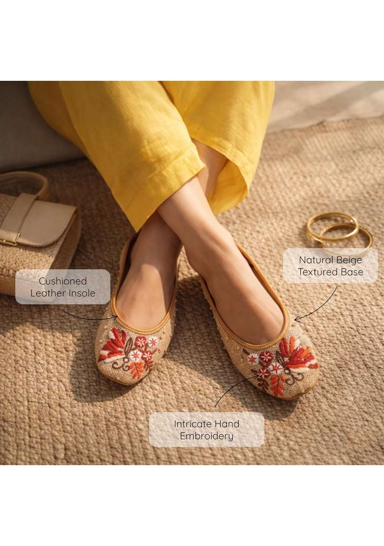 Anushra by Shraddha Singh Aira Floral Embroidered Jutti for Women Pearl Detailing - Indya