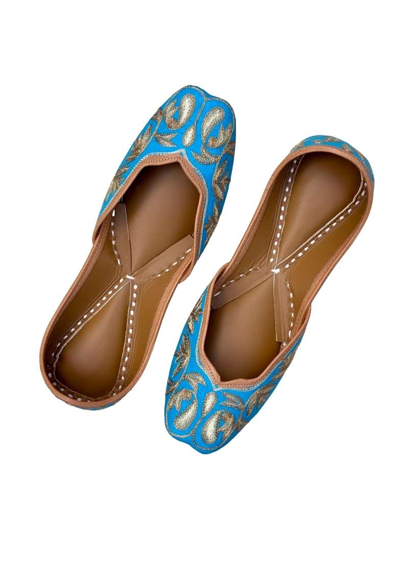 Sandoori Jutti Designer Stylish Punjabi Juttis for Ladies Hand Embroidered Original Leather Soft Durable - Indya