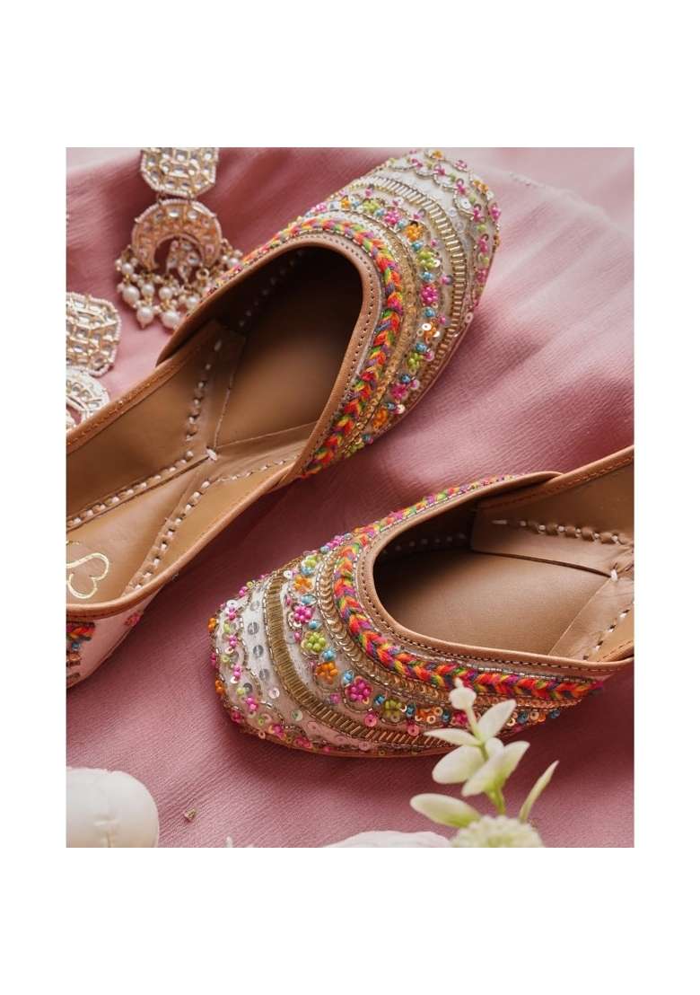 Niralii Traditional Punjabi Jutti for Women Candy Kaarigari Ethnic Handmade Indian Mojari - Indya