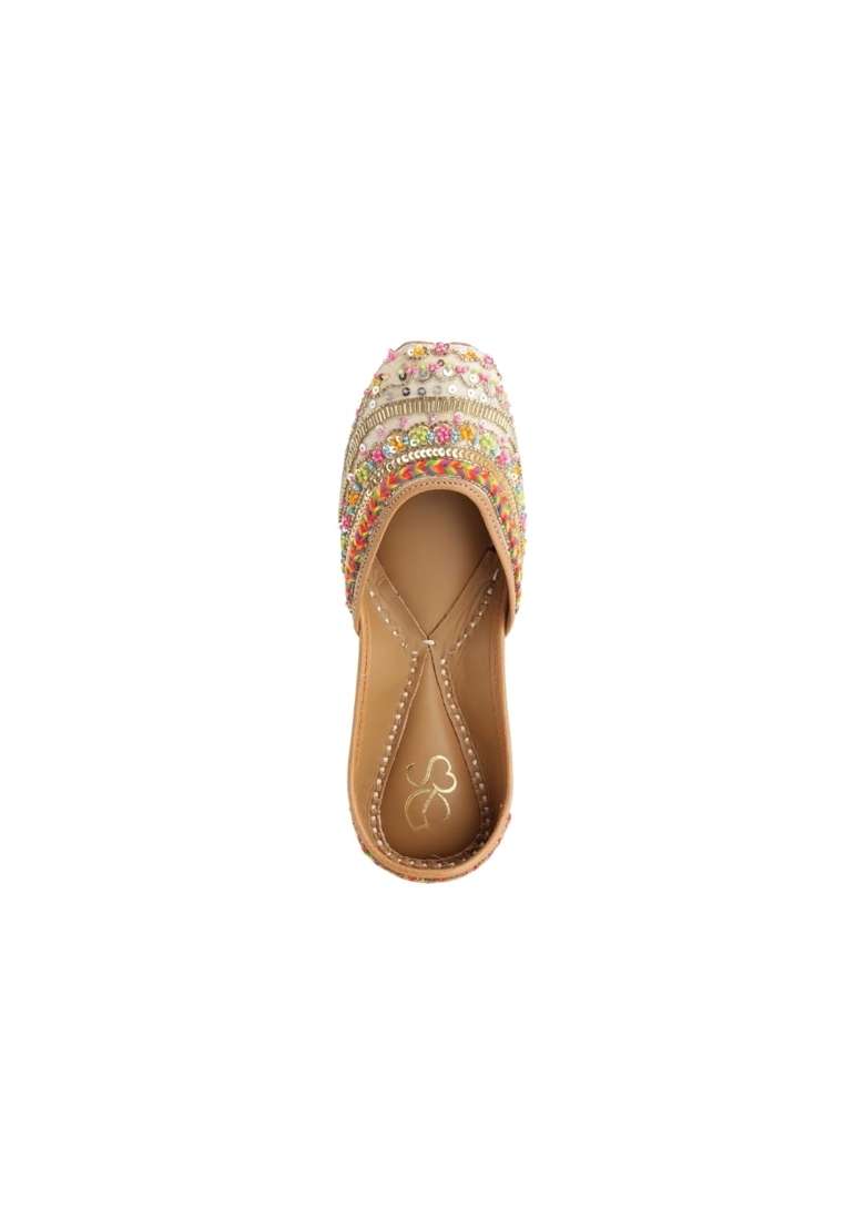 Niralii Traditional Punjabi Jutti for Women Candy Kaarigari Ethnic Handmade Indian Mojari - Indya
