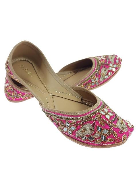 Fulkari Womens Spring Genuine Soft Leather Embroidered Jutis