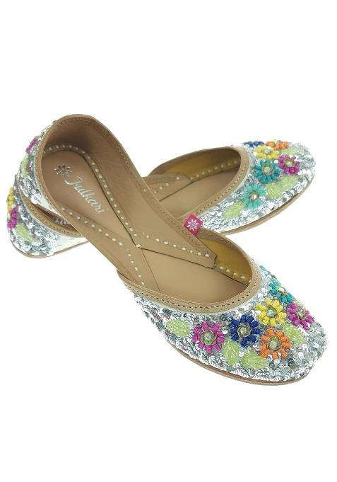 Fulkari Women Kerria Multicolor Genuine Soft Leather Embroidered Jutis