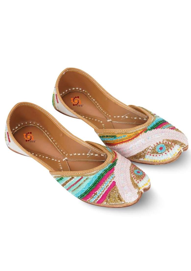 DFR Women Hand Zari Dabka Juttis - Indya