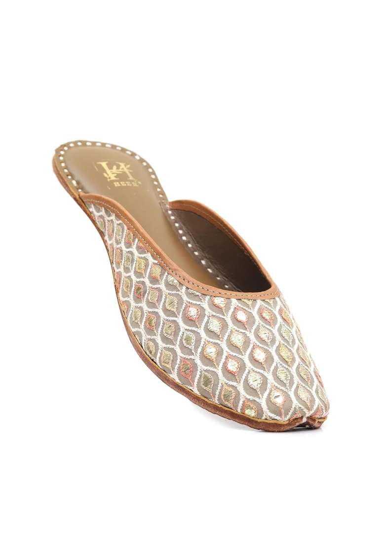HEER Brown Stylish Back Open Jutti for Women and Girl - Indya