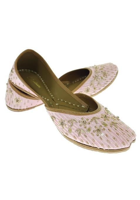 Fulkari Women Rimjhim Gold Genuine Soft Leather Embroidered Jutis