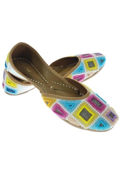 Fulkari Women Kalmia Multicolor Genuine Soft Leather Embroidered Jutis