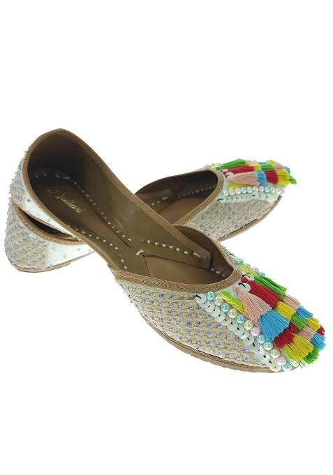 Fulkari Women Forsythia Multicolor Genuine Soft Leather Embroidered Jutis