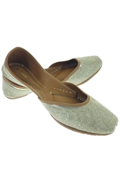Fulkari Women Weigela Gold Genuine Soft Leather Embroidered Jutis