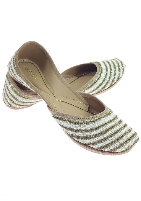 Fulkari Womens Colors Beads Multicolor Genuine Soft Leather Embroidered Jutis
