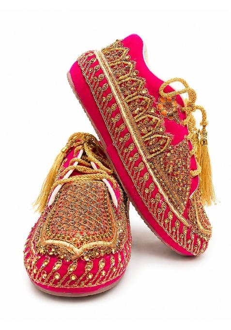 Nagina Global Womens Pink Embroidered Jutti Traditional Indian Mojari Flats