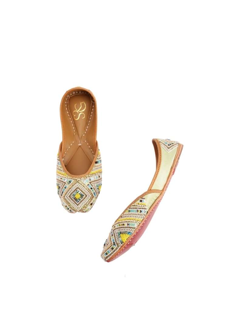 Niralii Traditional Handmade Punjabi Jutti Teal Tides Ethnic Indian Mojari - Indya