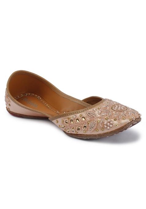 Dollphin Women Golden Embroidered Ethnic Jutti Handcrafted
