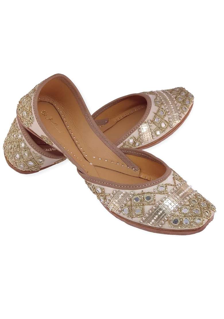 Fulkari Womens Miraj Genuine Soft Leather Embroidered Jutis - Indya