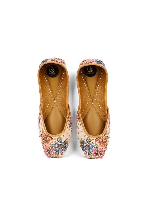 Anushra Nazakat Floral Jutti for Women Handcrafted Multicolor Embroidered Ethnic Footwear Leather Festive